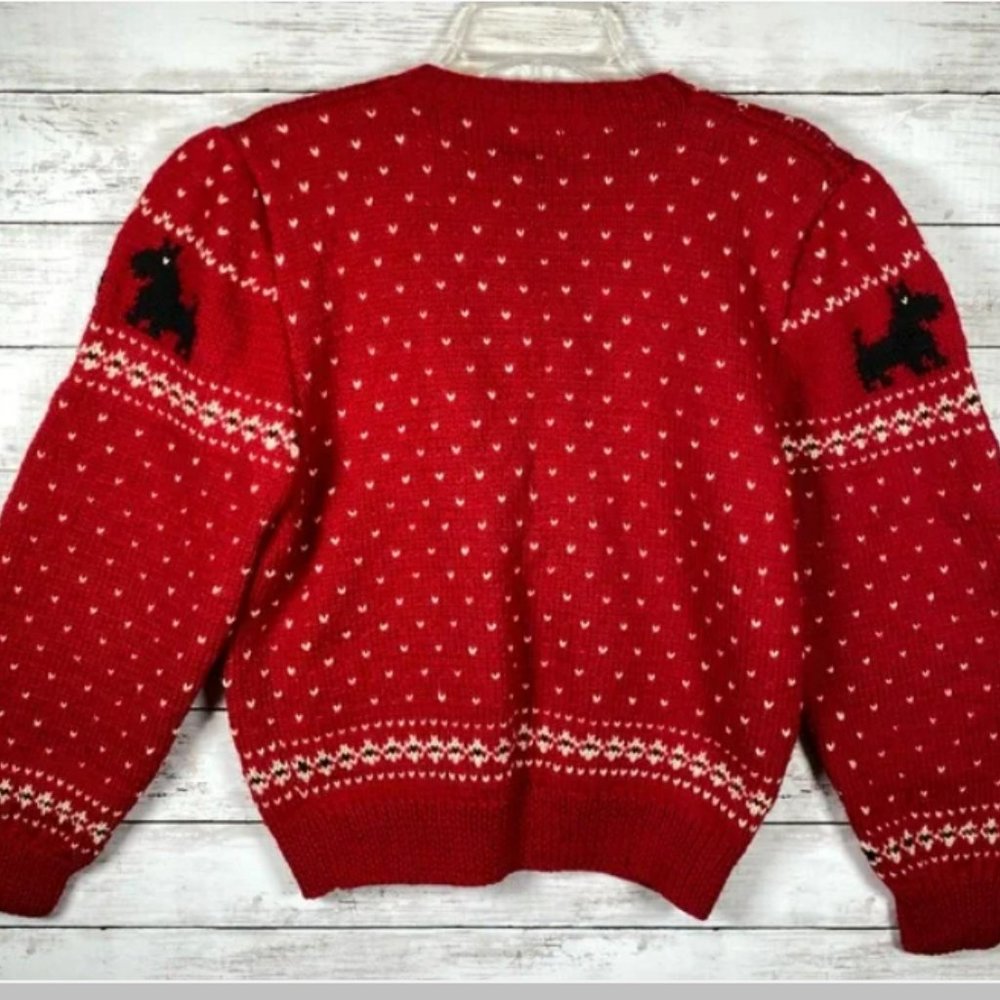 VINTAGE Wool Cardigan Sweater with Scotties - Picture 2 of 7